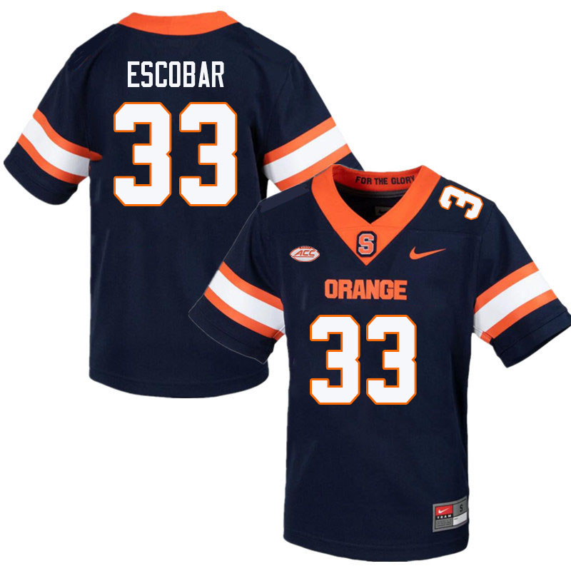 Men-Youth #33 Mario Escobar Syracuse Orange 2023 College Football Jerseys Stitched-Navy